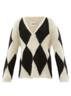 Khaite - Valerie Harlequin-intarsia Cashmere Sweater - Womens - Black Cream