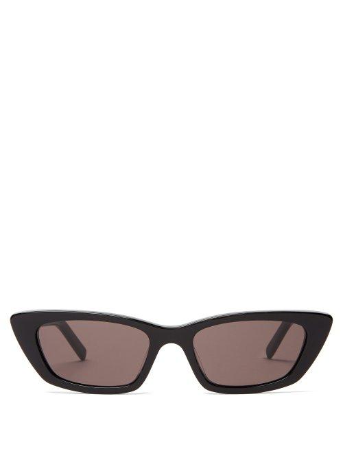 Matchesfashion.com Saint Laurent - Cat Eye Acetate Sunglasses - Womens - Black Grey