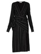 Matchesfashion.com Altuzarra - Sade Metallic Striped Wrap Dress - Womens - Black