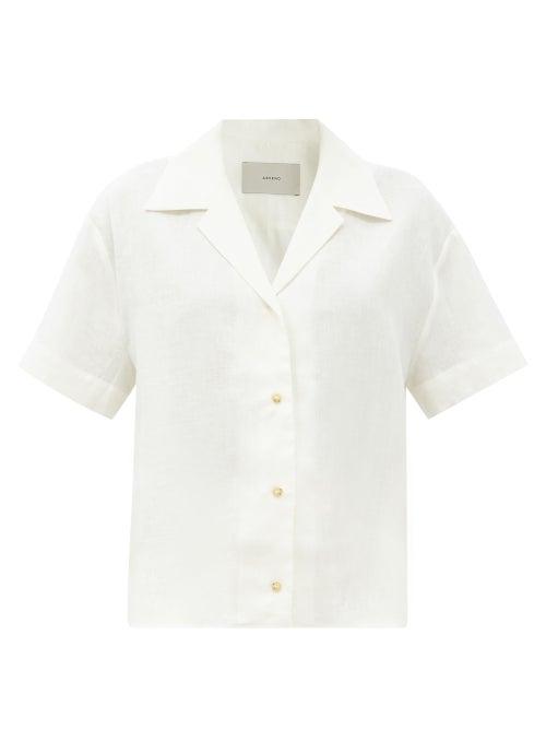 Matchesfashion.com Asceno - Prague Short-sleeved Organic-linen Shirt - Womens - Light Yellow