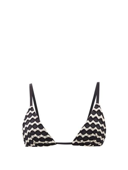 Sara Cristina - Embroidered Triangle Bikini Top - Womens - Black White