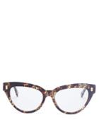 Matchesfashion.com Fendi - Ff Logo-print Cat-eye Acetate Glasses - Womens - Tortoiseshell