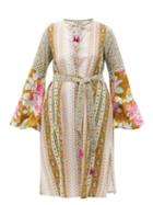 Matchesfashion.com D'ascoli - Tatiana Floral-print Cotton-khadi Midi Dress - Womens - Green Multi