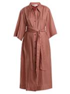 Matchesfashion.com Diane Von Furstenberg - Striped Silk Twill Midi Dress - Womens - Burgundy Stripe
