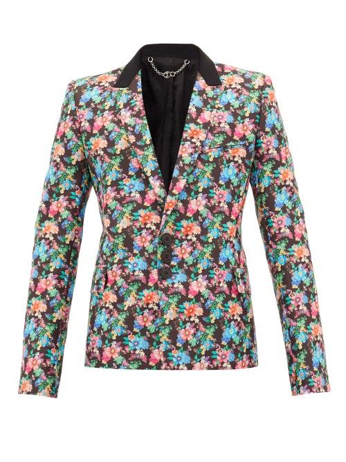 Matchesfashion.com Paco Rabanne - Floral-print Single-breasted Cotton-blend Blazer - Mens - Multi