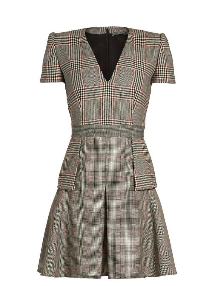 Alexander Mcqueen Peplum-waist Checked Dress