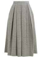 Matchesfashion.com Erdem - Elena Checked Cotton Blend Midi Skirt - Womens - Black White