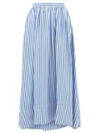Matchesfashion.com Jil Sander - Striped Silk-twill Skirt - Womens - Blue White