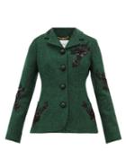 Matchesfashion.com Erdem - Benjamin Embroidered Felt Jacket - Womens - Green Multi