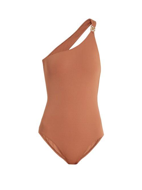 Matchesfashion.com Melissa Odabash - Seychelles One Shoulder Swimsuit - Womens - Camel