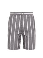 Matchesfashion.com P. Le Moult - Striped Cotton Shorts - Mens - Black