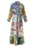 Matchesfashion.com Rianna + Nina - Vintage Patchwork Silk Maxi Shirt Dress - Womens - Multi