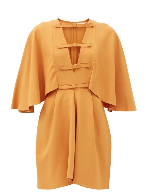 Matchesfashion.com Giambattista Valli - Cape-sleeved Cutout Crepe Dress - Womens - Light Brown