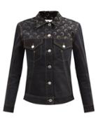 Marine Serre - Crescent Moon-print Recycled Denim Jacket - Womens - Black
