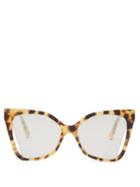 Fendi - Fendi Way Mirrored Cat-eye Acetate Sunglasses - Womens - Brown Silver