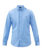 Matchesfashion.com Polo Ralph Lauren - Custom-fit Logo-embroidered Cotton Oxford Shirt - Mens - Light Blue