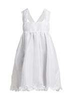Matchesfashion.com Cecilie Bahnsen - Pil Ruffle Trimmed Satin Mini Dress - Womens - White