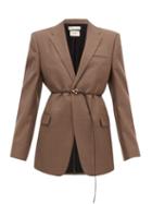 Matchesfashion.com Bottega Veneta - Belted Single-breasted Wool Jacket - Womens - Brown