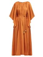 Matchesfashion.com Lisa Marie Fernandez - Angel Sleeve Cotton Seersucker Dress - Womens - Orange