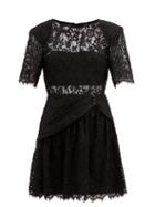 Matchesfashion.com Self-portrait - Gathered Cotton-blend Corded-lace Mini Dress - Womens - Black