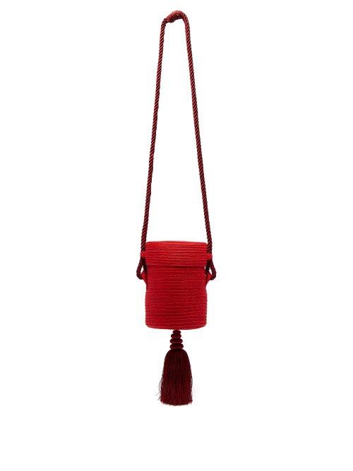 Matchesfashion.com Rebecca De Ravenel - Farida Straw Tassel Bag - Womens - Red