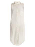 Mes Demoiselles Sleeveless Dobby-dot Long-line Shirt