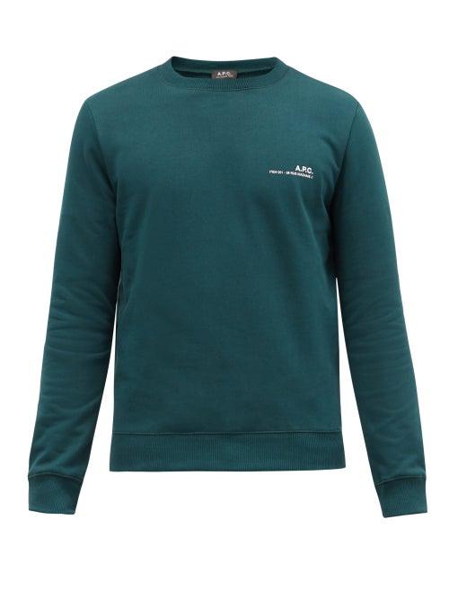 Matchesfashion.com A.p.c. - Item Logo-print Cotton-jersey Sweatshirt - Mens - Dark Green
