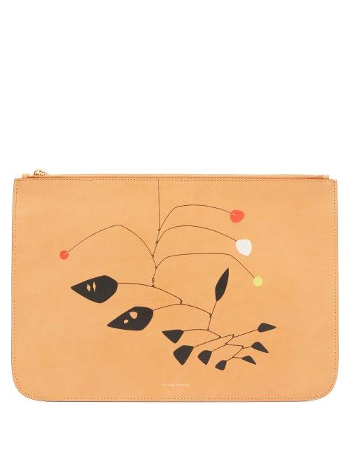 Matchesfashion.com Mansur Gavriel - X Calder Printed Leather Pouch - Womens - Beige Multi