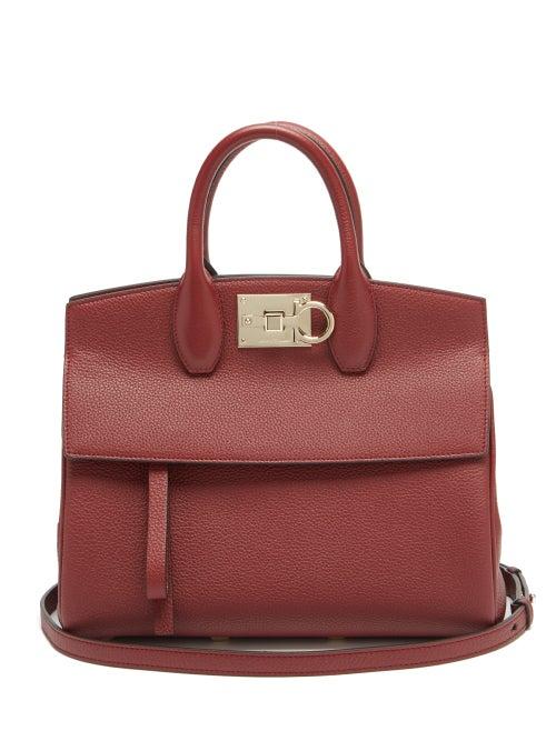 Matchesfashion.com Salvatore Ferragamo - The Studio Grained-leather Bag - Womens - Dark Red
