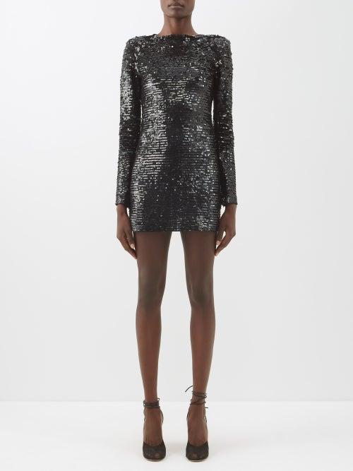 Frame - Sequinned Mini Dress - Womens - Black