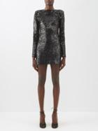 Frame - Sequinned Mini Dress - Womens - Black