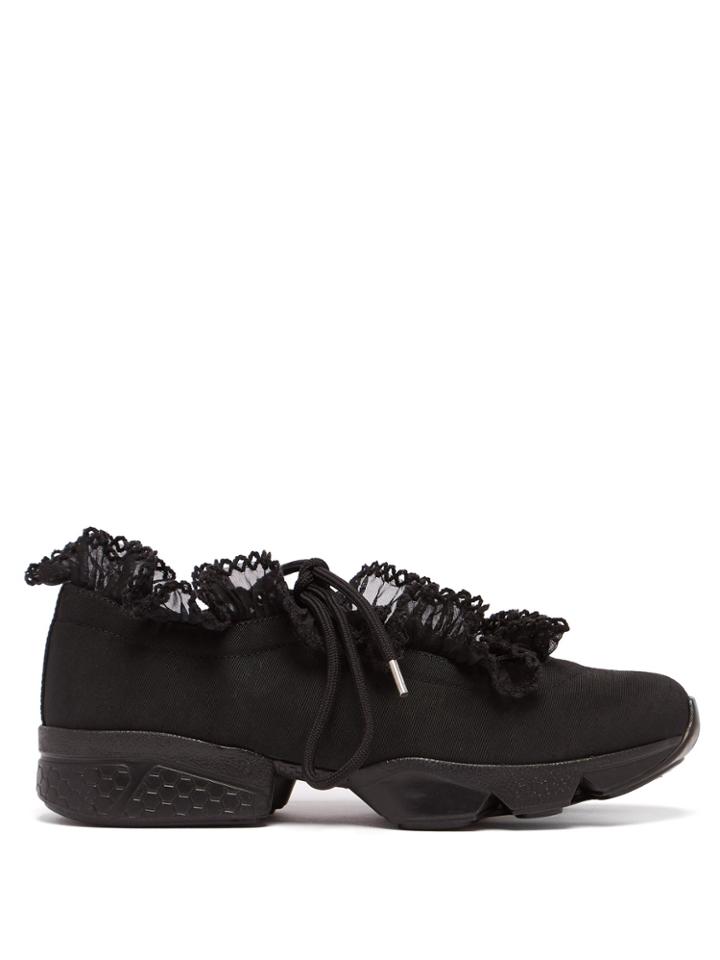 Ganni Harriet Lace-trimmed Faille Low-top Trainers