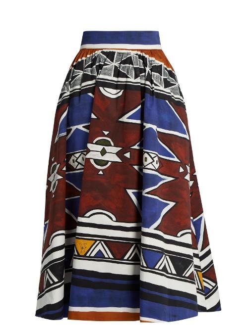 Stella Jean Graphic-print Cotton Midi Skirt