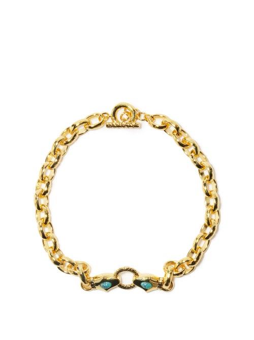 Matchesfashion.com Aurlie Bidermann - Tao 18kt Gold-plated Choker - Womens - Blue Gold