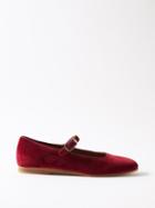 Le Monde Beryl - Velvet Mary Jane Flats - Womens - Red