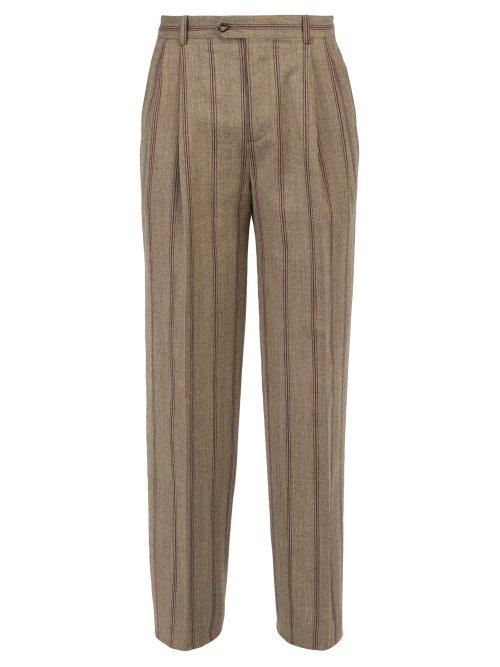 Matchesfashion.com Ditions M.r - Paul Striped Wool Blend Trousers - Mens - Brown