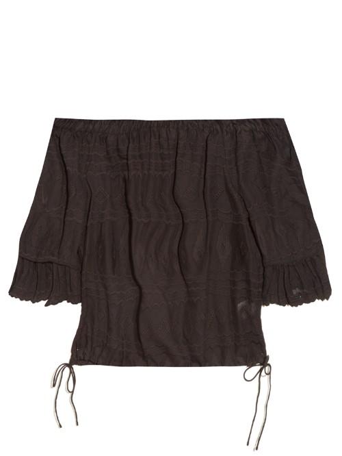 Rebecca Taylor Off-the-shoulder Embroidered Top