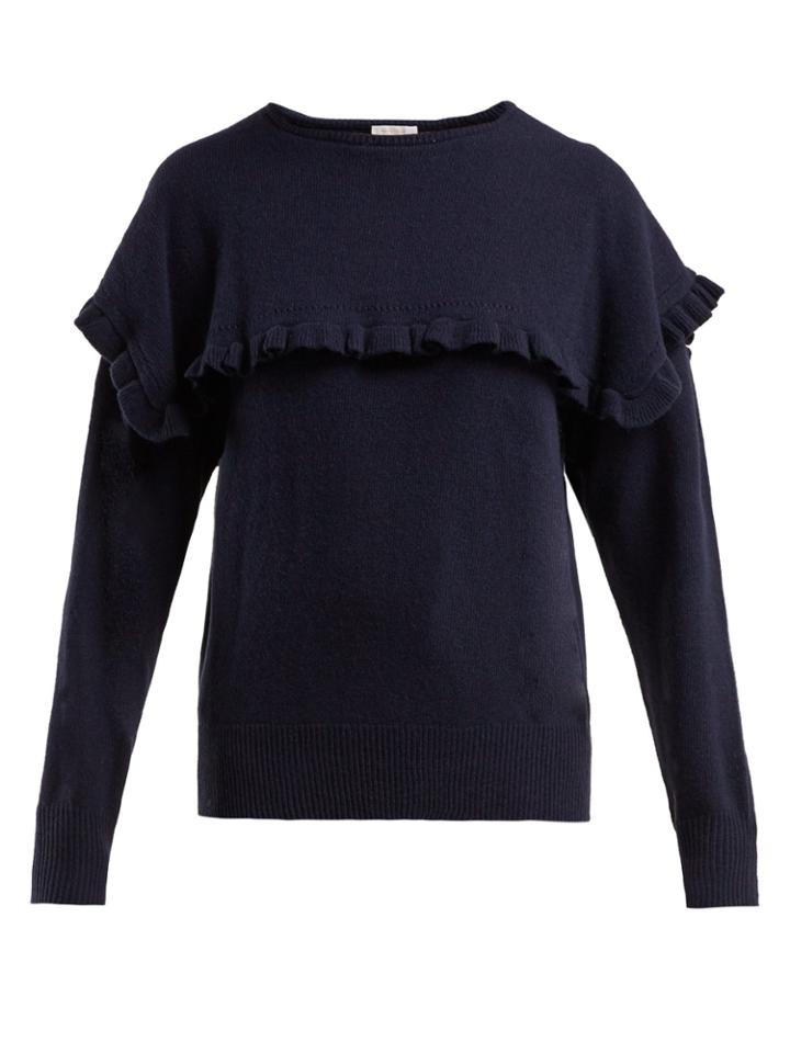 See By Chloé Ruffled-bib Alpaca-blend Sweater