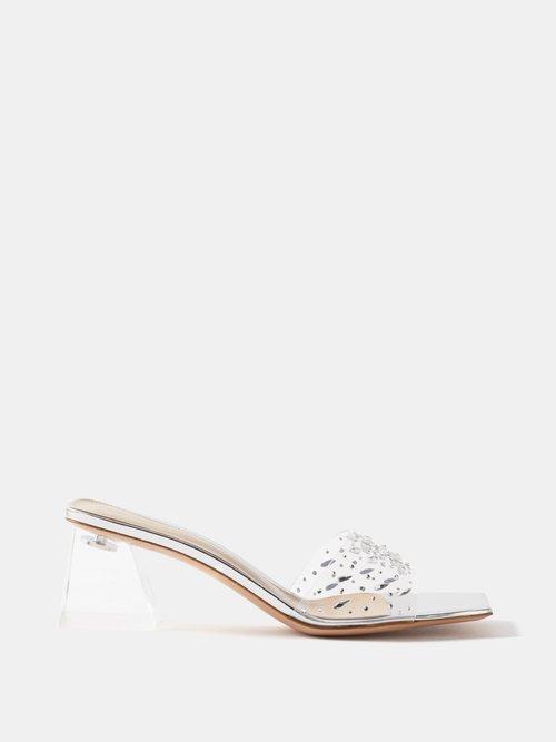 Gianvito Rossi - Crystal-embellished 55 Block-heel Pvc Sandals - Womens - Clear