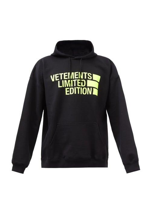 Vetements - Logo-print Cotton-blend Jersey Hooded Sweatshirt - Mens - Black Yellow