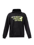 Vetements - Logo-print Cotton-blend Jersey Hooded Sweatshirt - Mens - Black Yellow