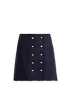 Matchesfashion.com Thom Browne - Tweed Wool And Mohair Blend Skirt - Womens - Navy