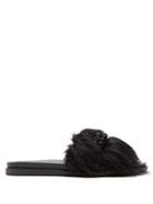 Matchesfashion.com Simone Rocha - Bead Embellished Faux Fur Slides - Womens - Black