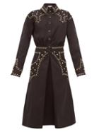 Matchesfashion.com Franoise - Studded Cotton Twill Shirtdress - Womens - Black