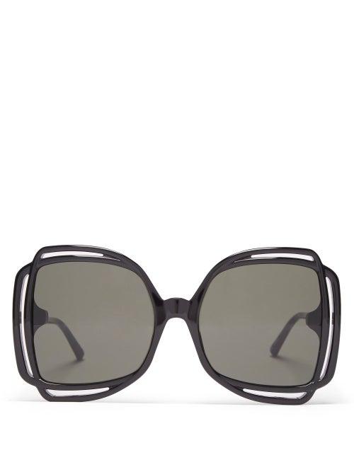 Ladies Accessories Linda Farrow - Valentina Square Acetate & Gold-plated Sunglasses - Womens - Black