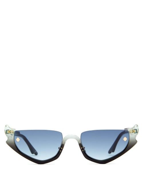 Matchesfashion.com Moy Atelier - Stranger's Ray Cat Eye Acetate Sunglasses - Womens - Blue
