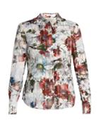 Matchesfashion.com Erdem - Sloane Floral Print Cotton Blend Seersucker Shirt - Womens - White Print