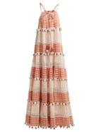 Matchesfashion.com Dodo Bar Or - Patricia Tiered Gingham Maxi Dress - Womens - Tan Multi