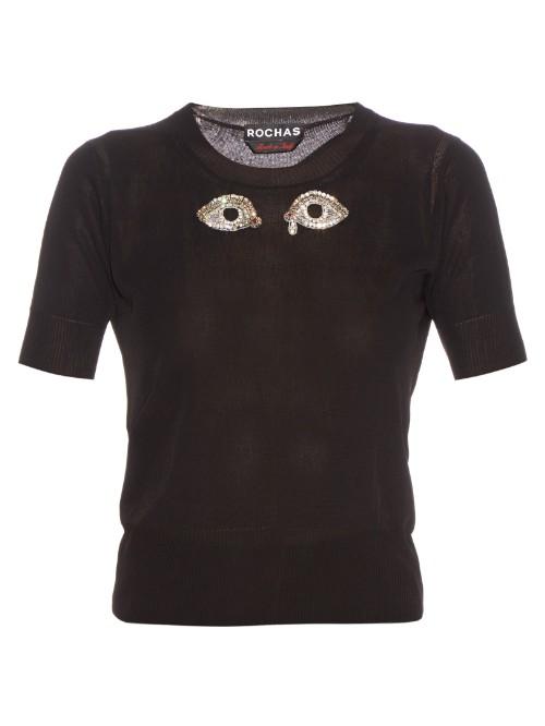 Rochas Embellished-eye Fine-knit Sweater