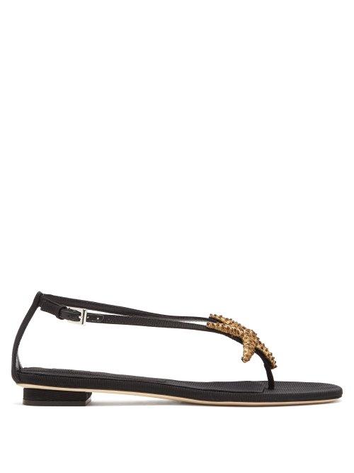 Matchesfashion.com Sanayi 313 - Vivara Starfish Appliqu Grosgrain Sandals - Womens - Black Gold